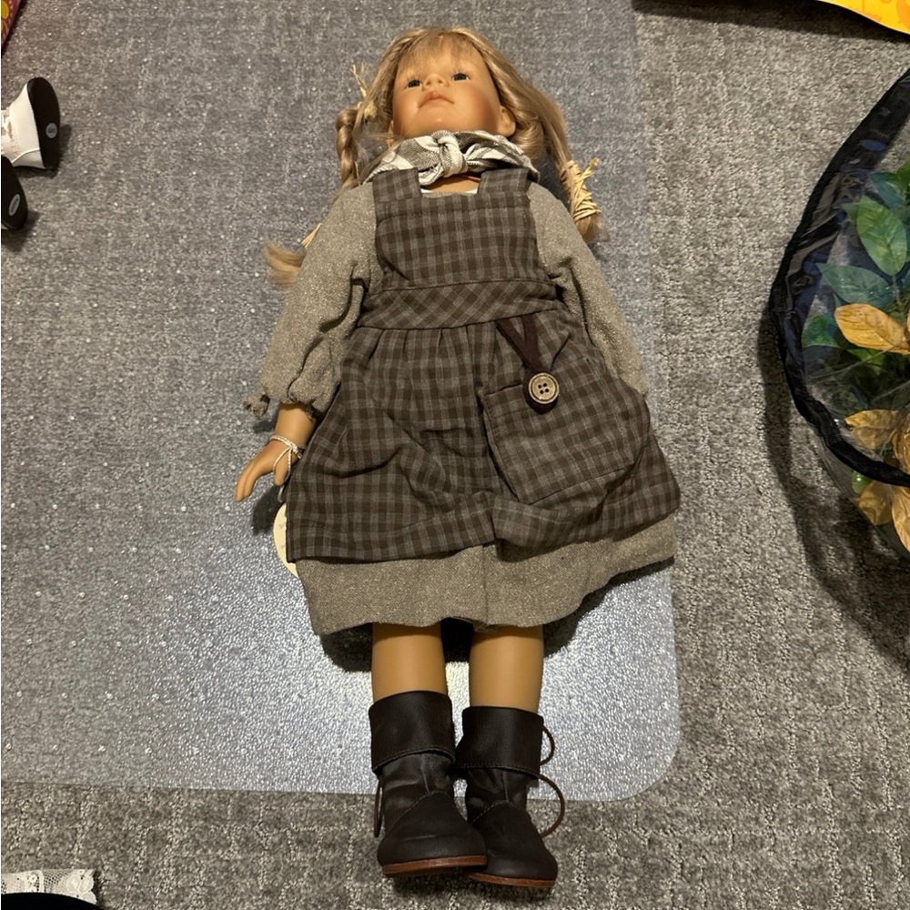 Classic Brown Plaid Doll with Black Boots
